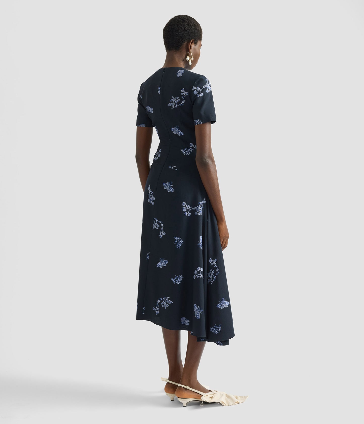 Draped Jacquard Midi Dress