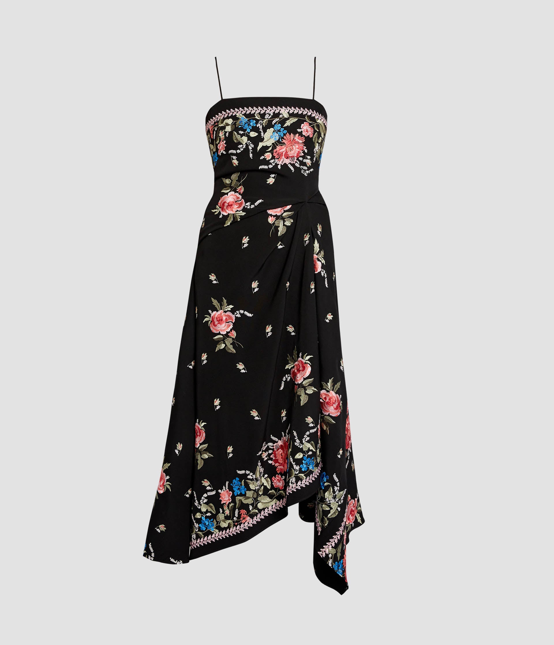 Embroidered Grain De Poudre Sleeveless Midi Dress