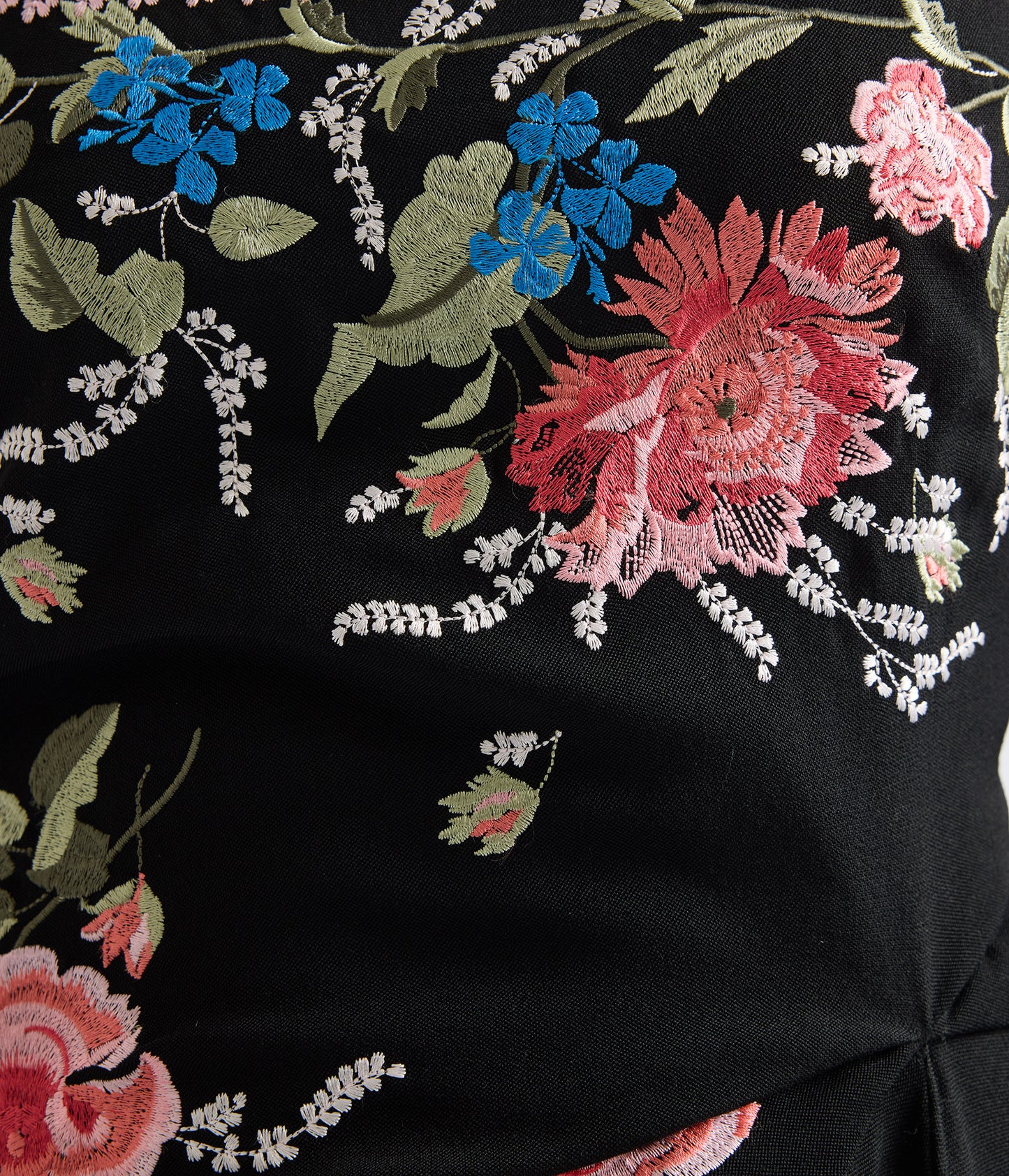 Embroidered Grain De Poudre Sleeveless Midi Dress