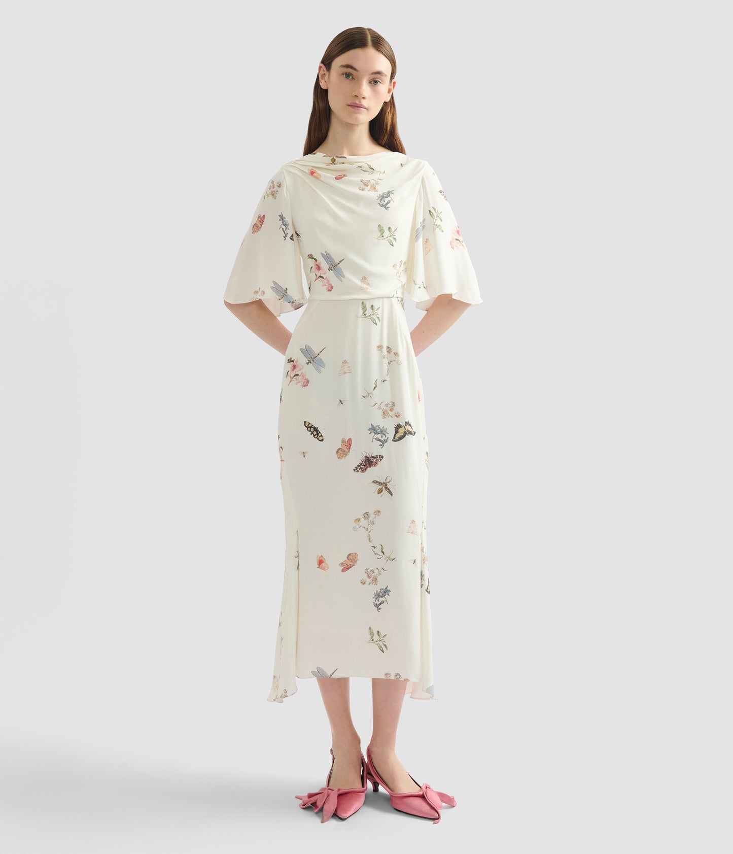 Printed Crepe Midi Dress