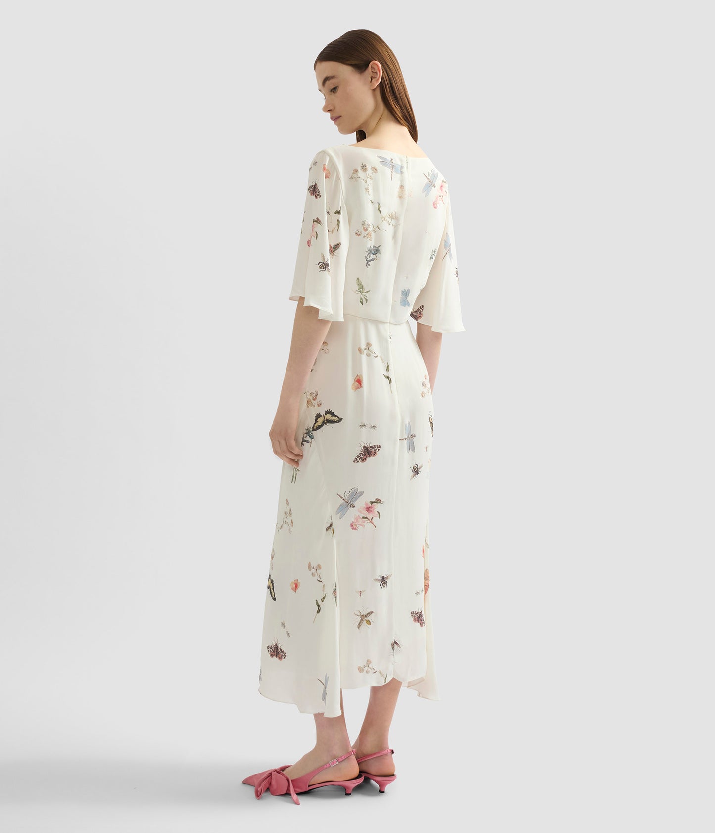 Printed Crepe Midi Dress