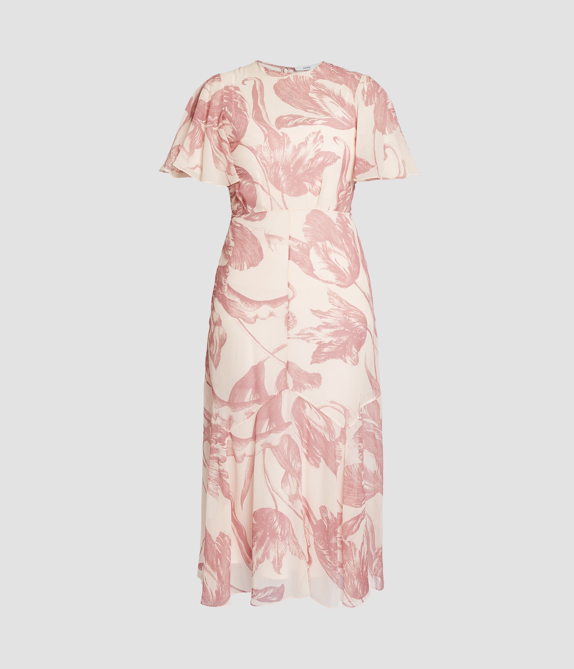Floral Print Silk Voile Midi Dress