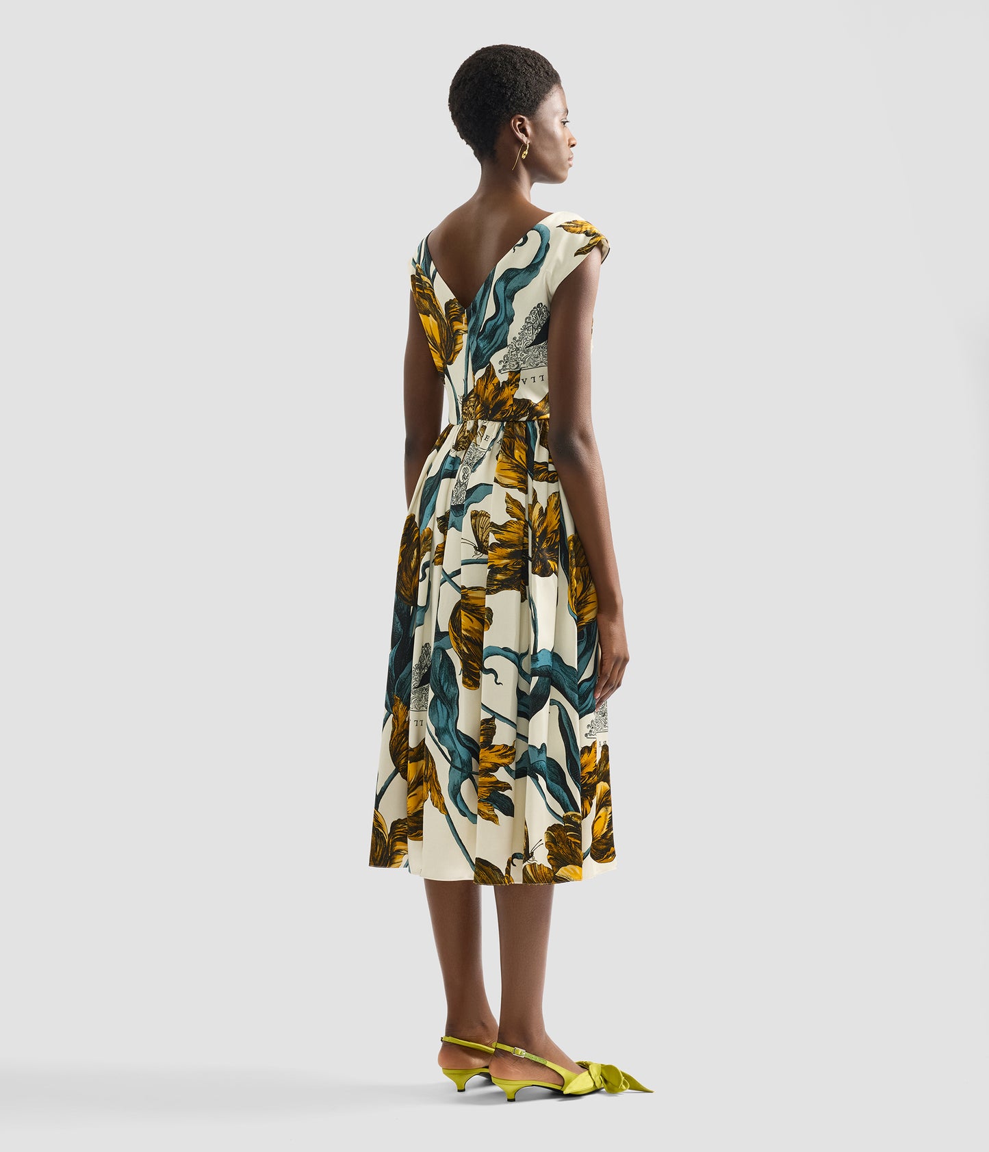 Floral Print Duchess Sleeveless Midi Dress