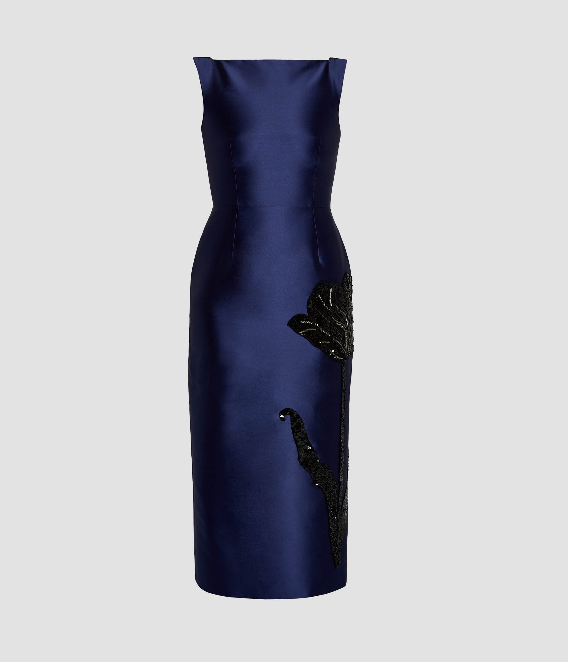 Embellished Mikado Sleeveless Midi Dress