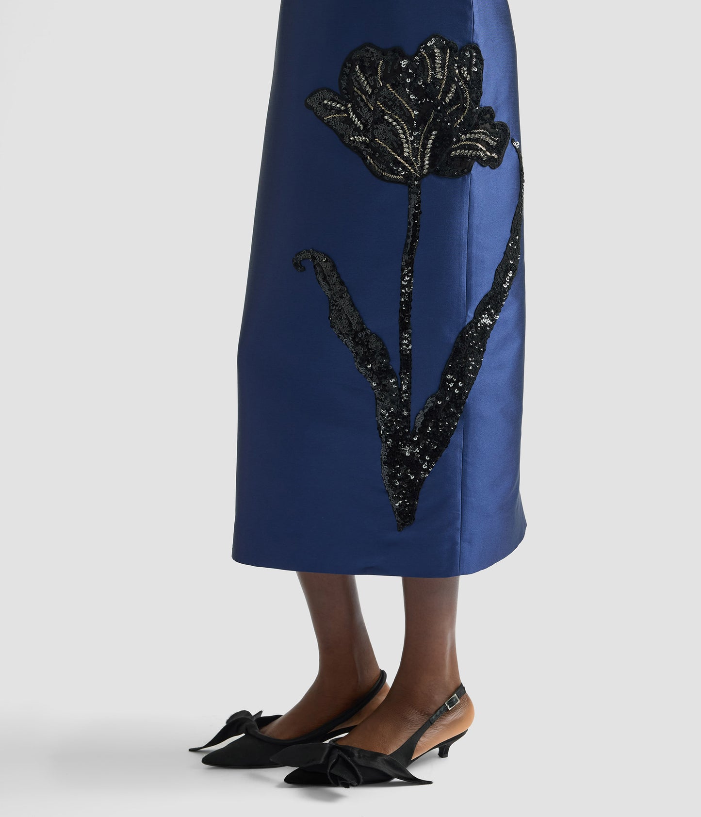 Embellished Mikado Sleeveless Midi Dress