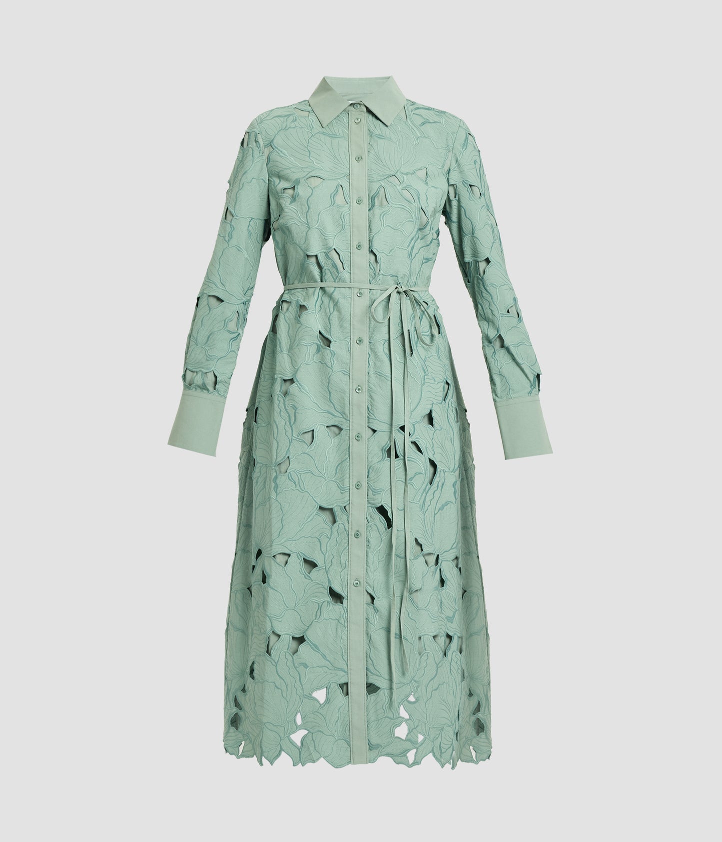 Floral Cutwork Long Sleeve Midi Dress