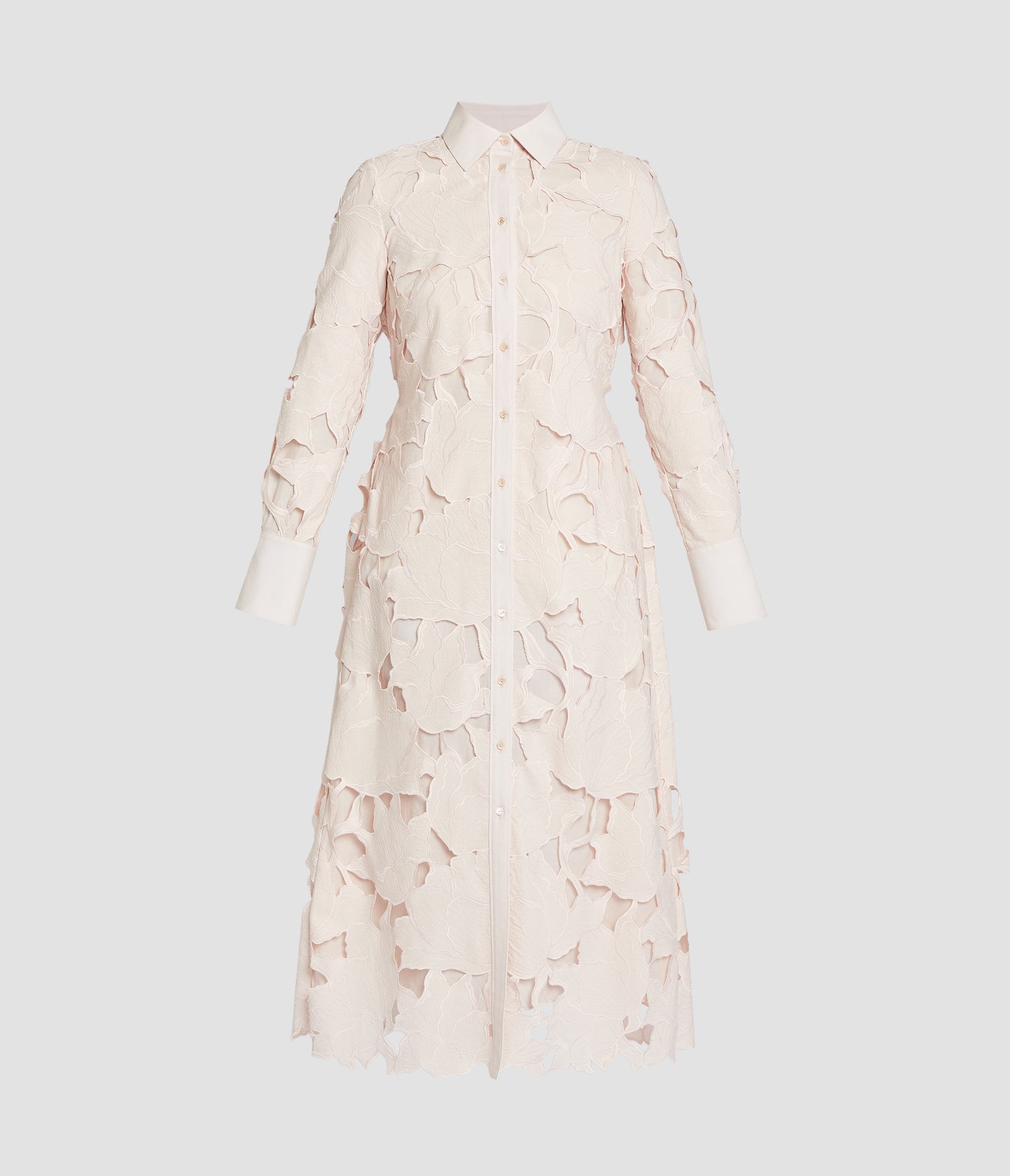 Floral Cutwork Long Sleeve Midi Dress