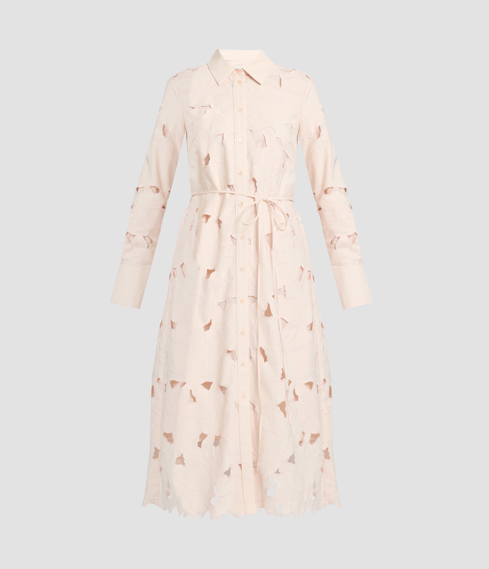 Floral Cutwork Long Sleeve Midi Dress