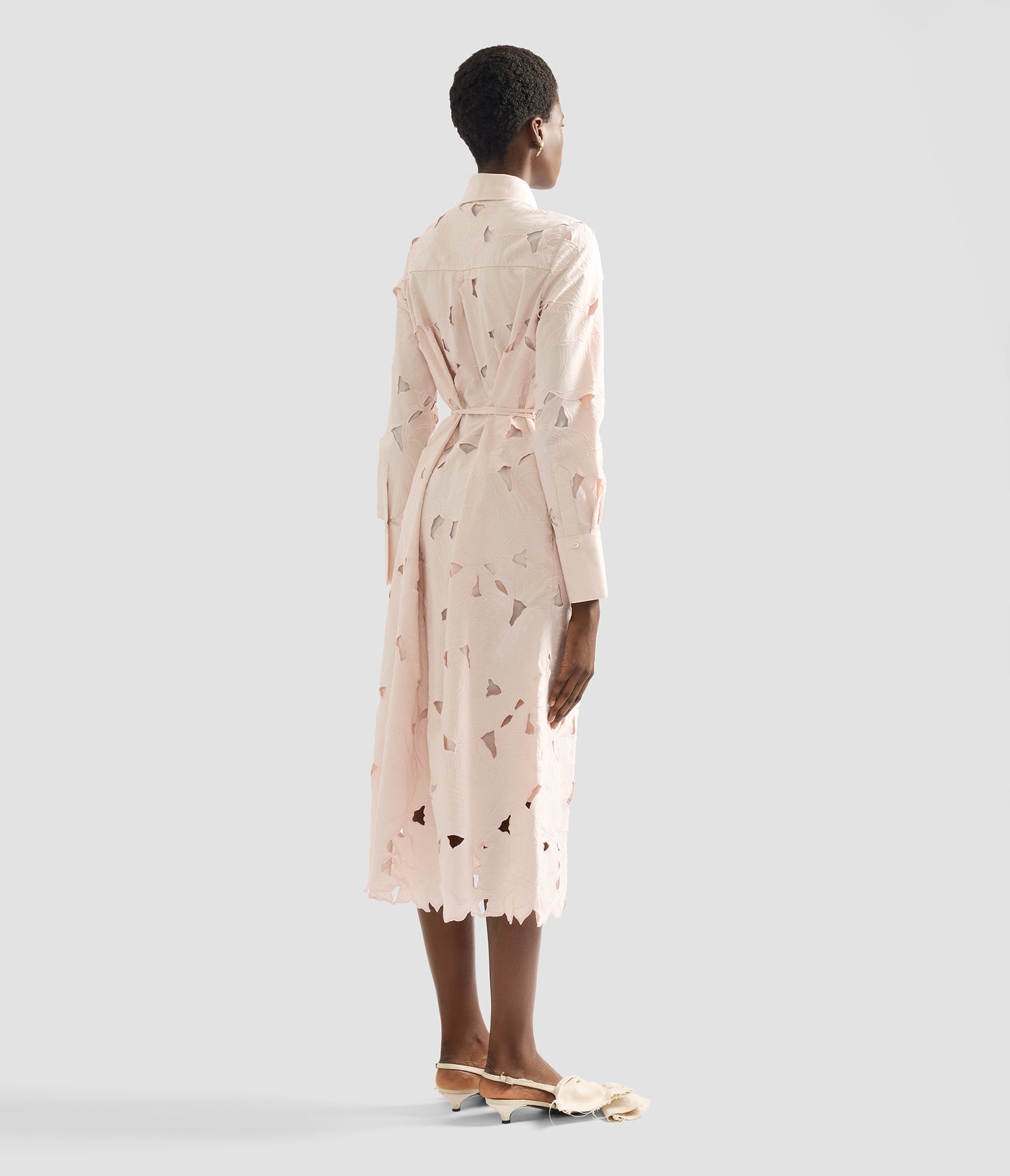 Floral Cutwork Long Sleeve Midi Dress