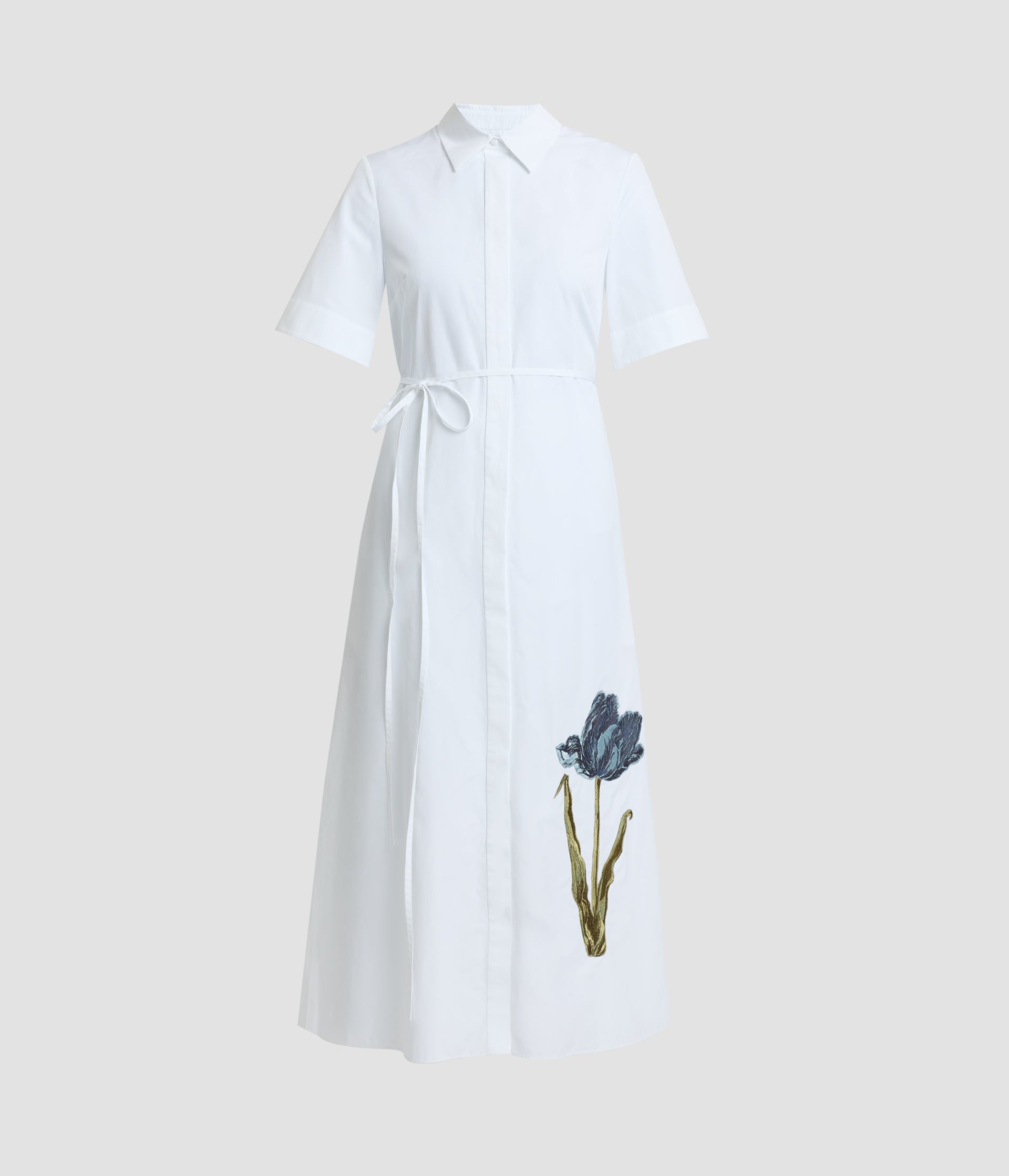 Floral Print Short Sleeve Shirt Dress