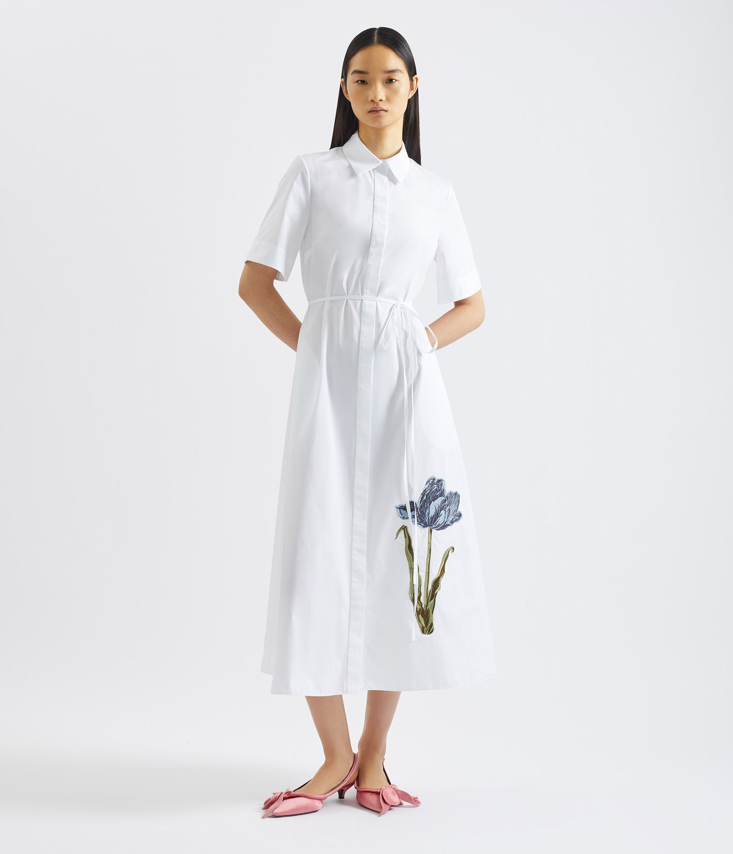 Floral Print Short Sleeve Shirt Dress