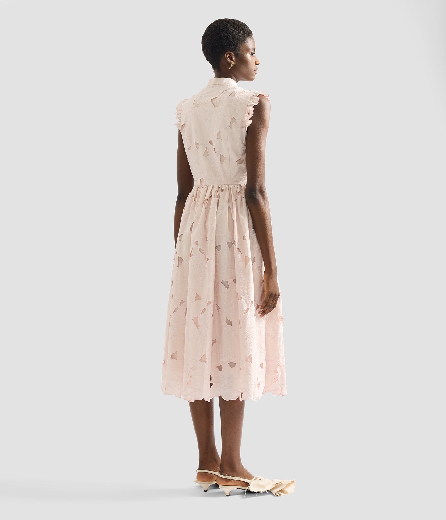 Floral Cutwork Sleeveless Midi Dress