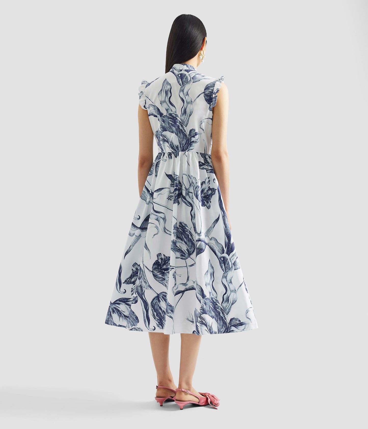 Floral Print Sleeveless Shirt Dress