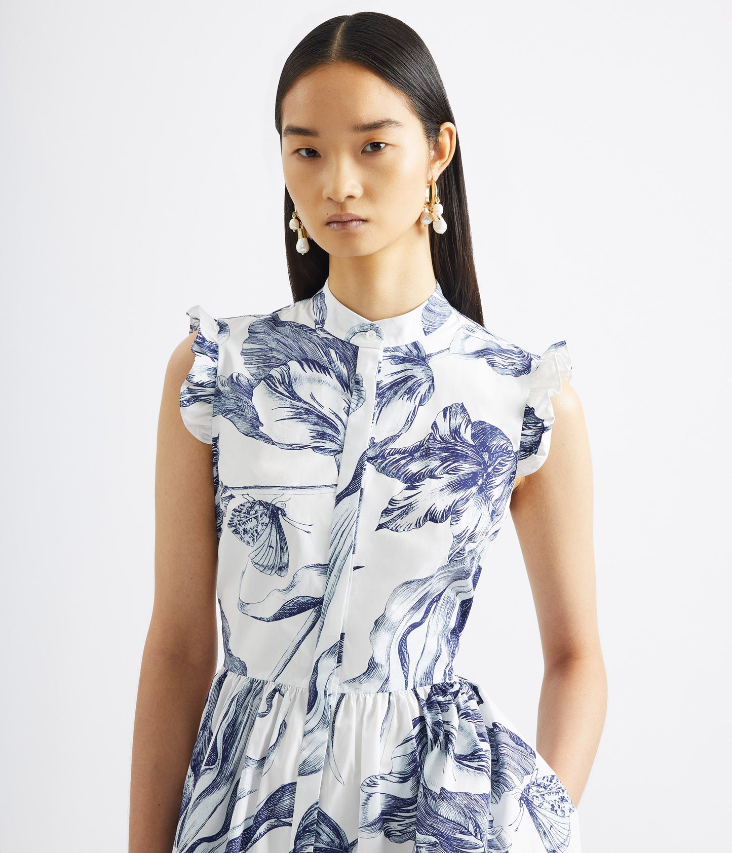 Floral Print Sleeveless Shirt Dress