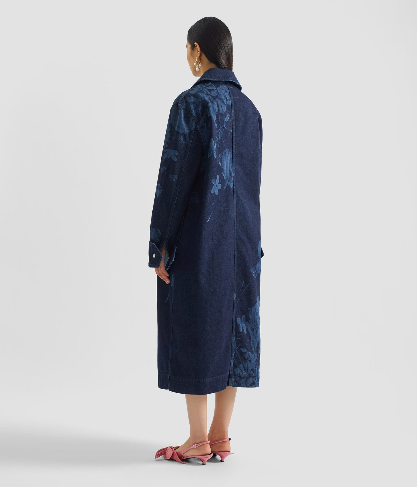 Floral Print Denim Coat