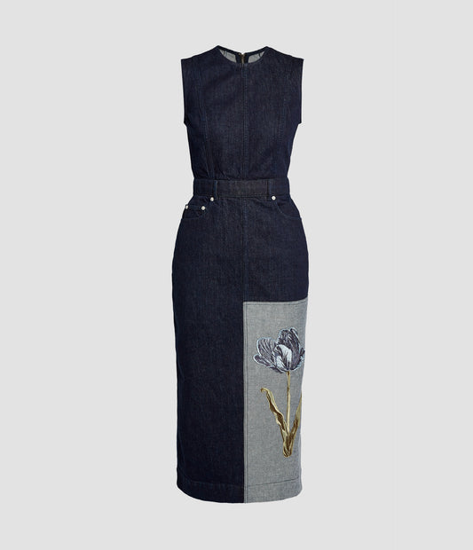 Sleeveless Fluted Midi Dress