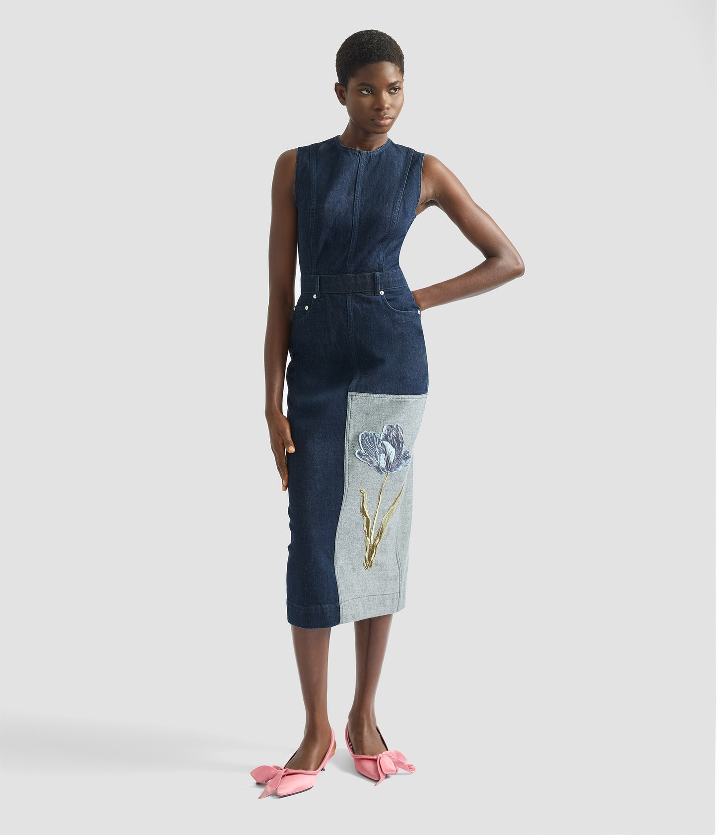 Denim Sleeveless Midi Dress