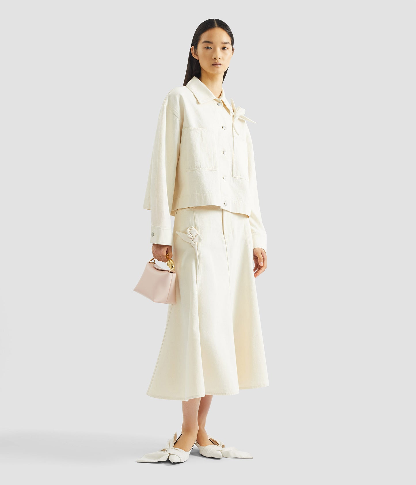 Denim Flared Midi Skirt