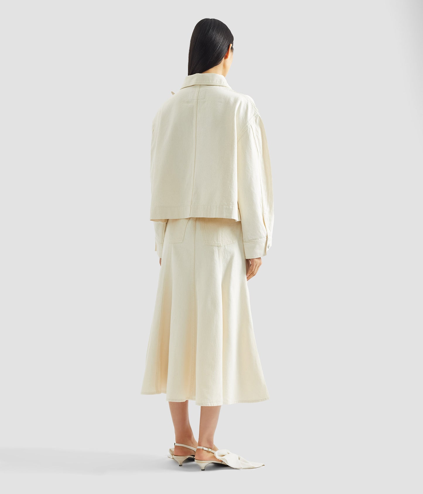 Denim Flared Midi Skirt