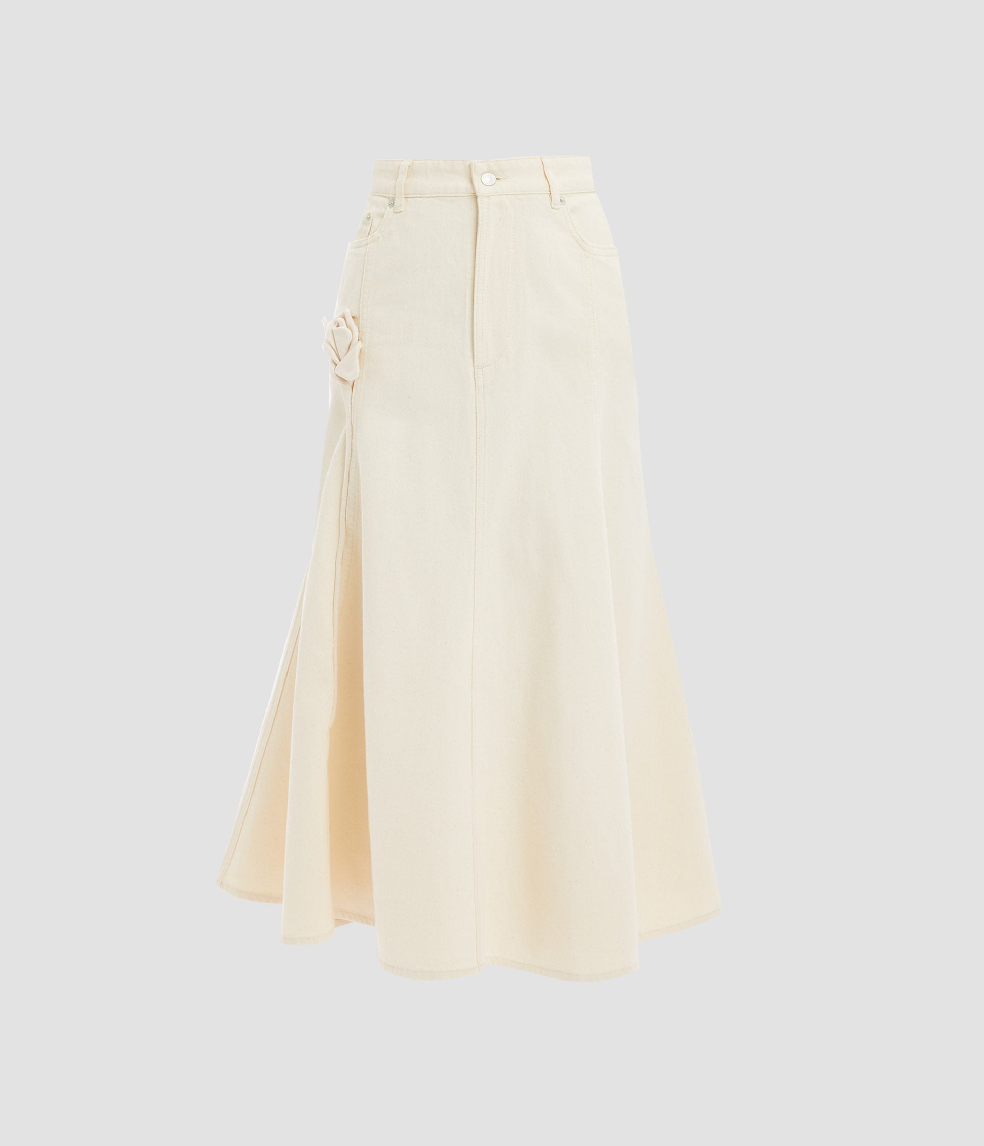 Denim Flared Midi Skirt