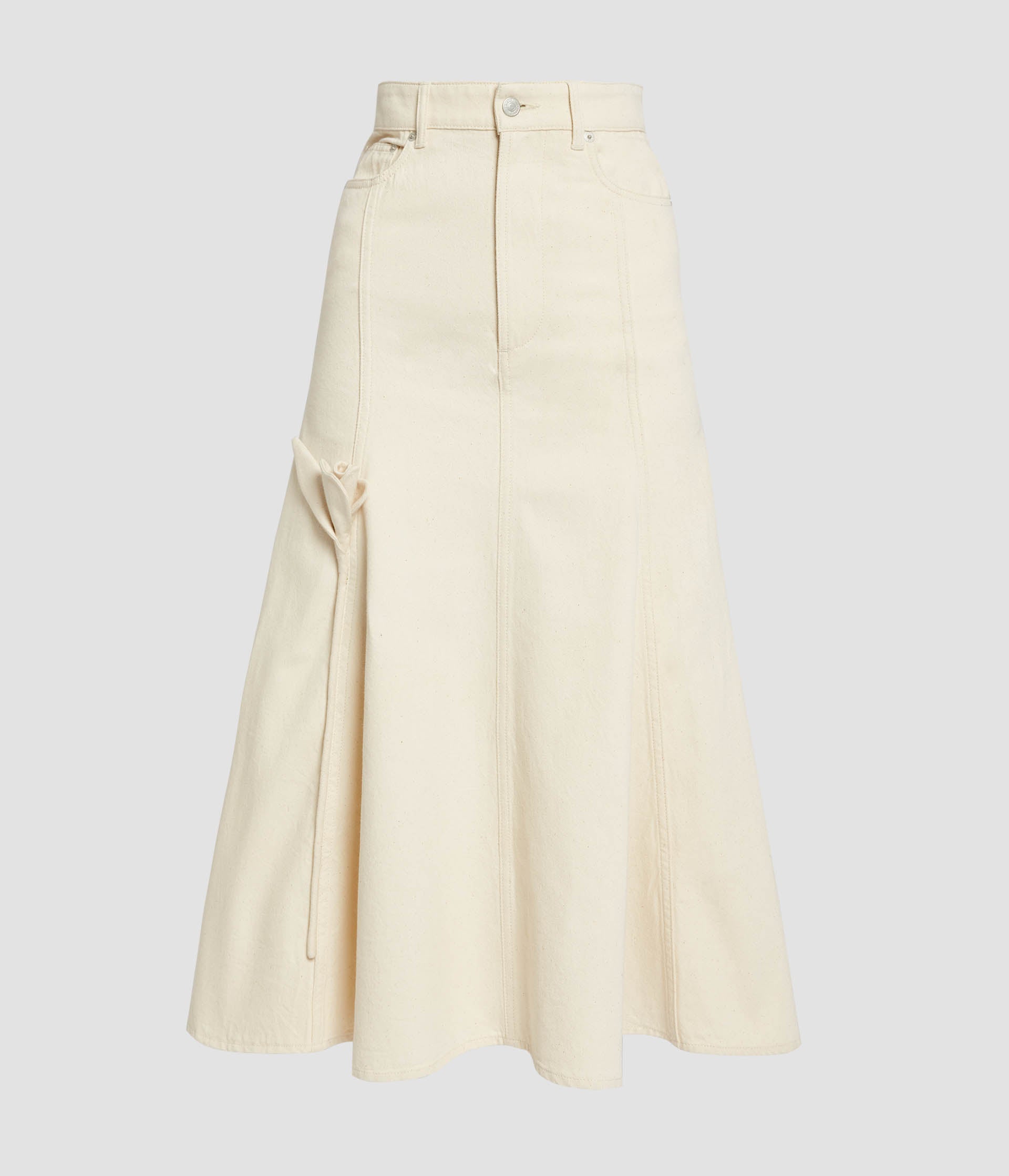 Denim Flared Midi Skirt