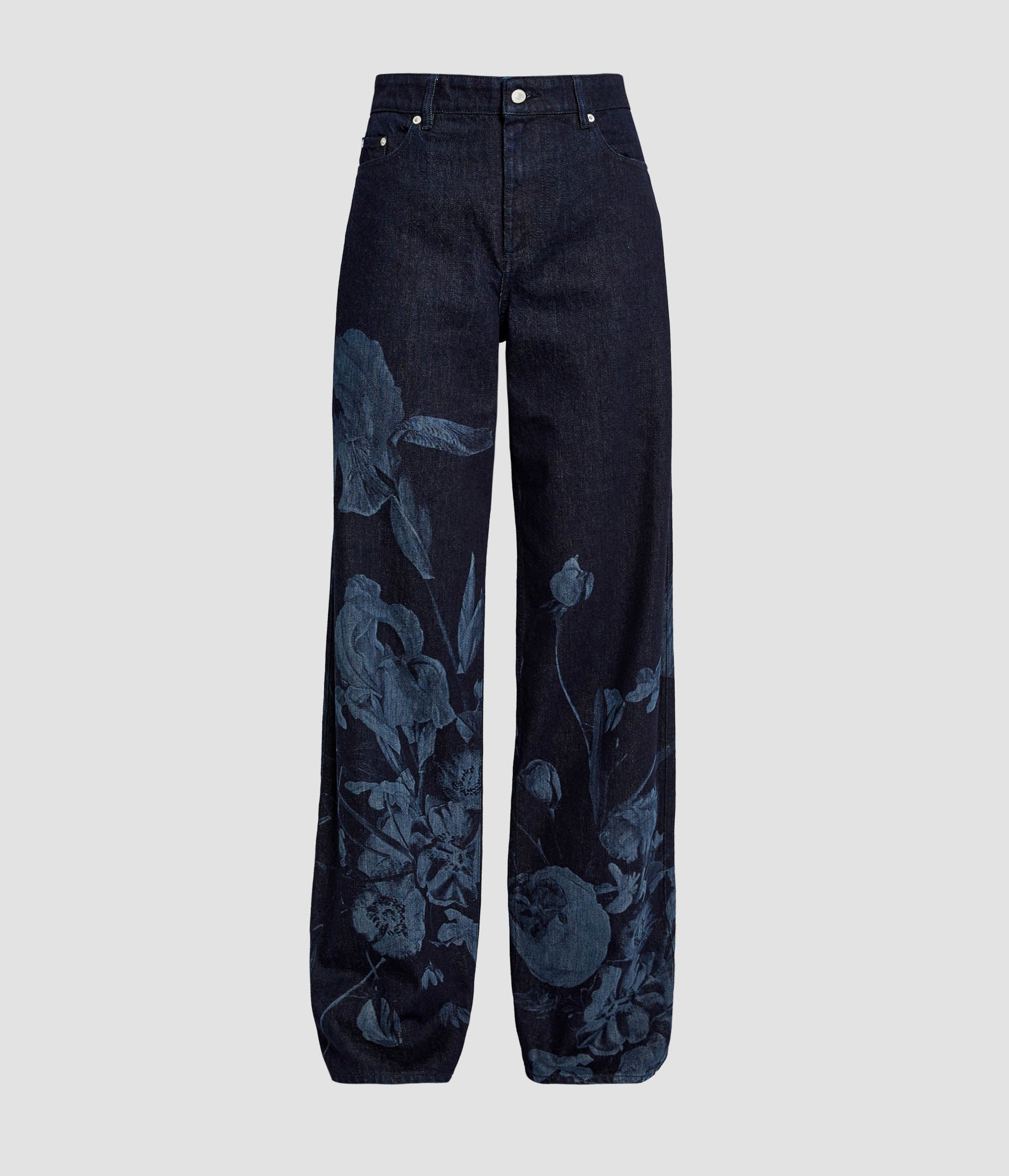 Printed Denim Straight Trouser