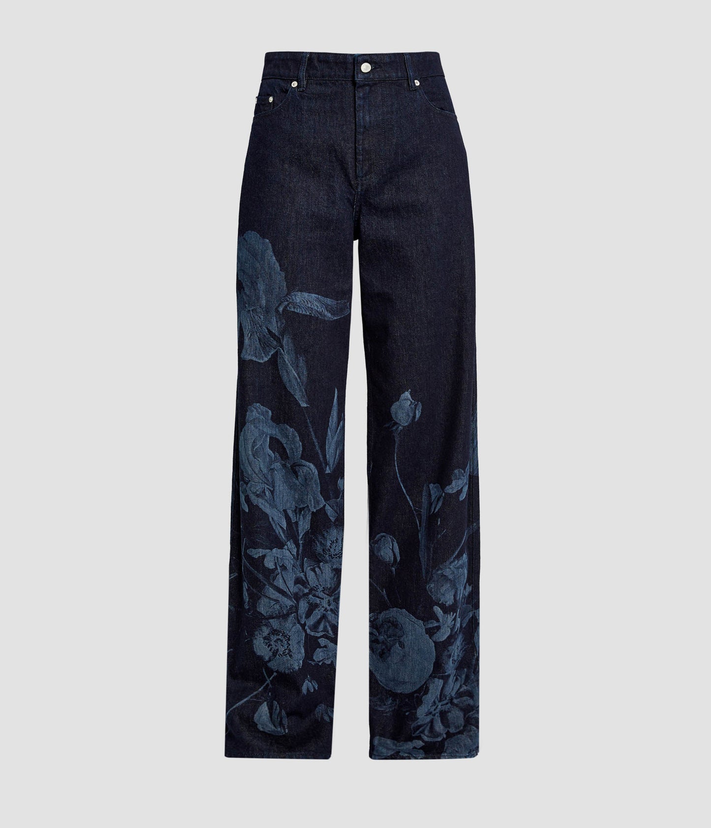 Printed Denim Straight Trouser
