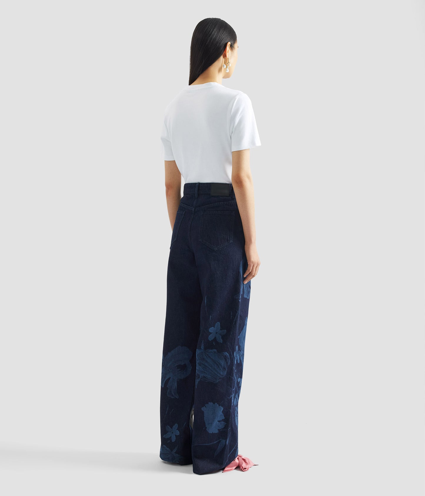 Printed Denim Straight Trouser