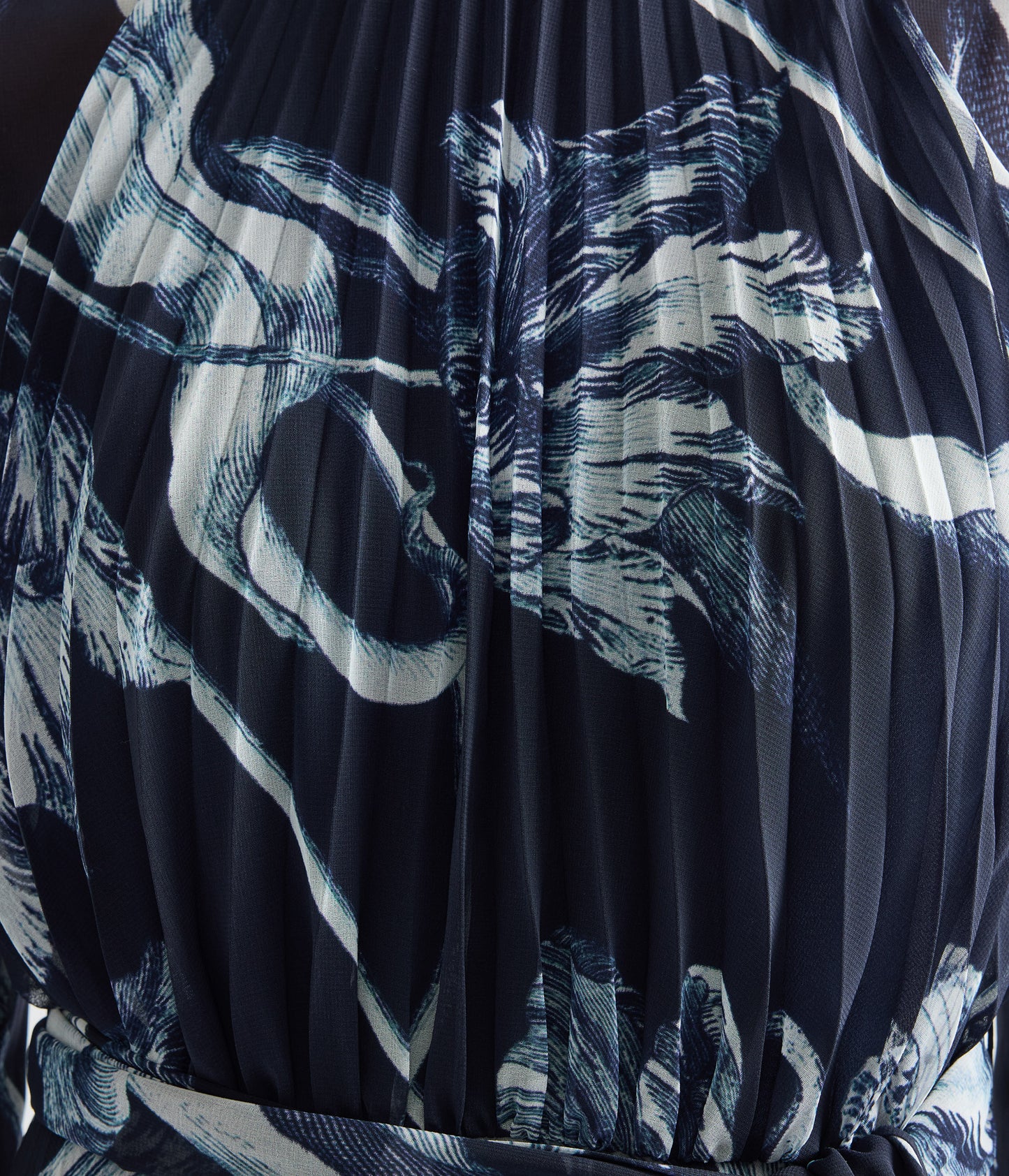 Floral Print Voile Long Sleeve Gown