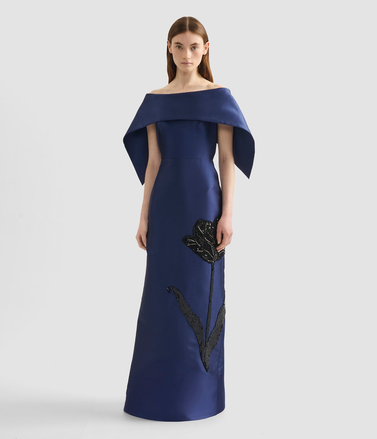 Embellished Mikado Off-The-Shoulder Gown