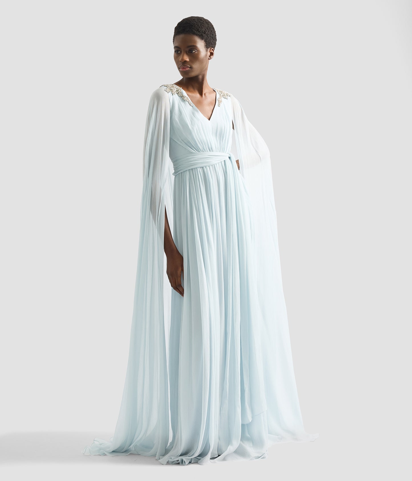 Embellished Silk Creponne Gown