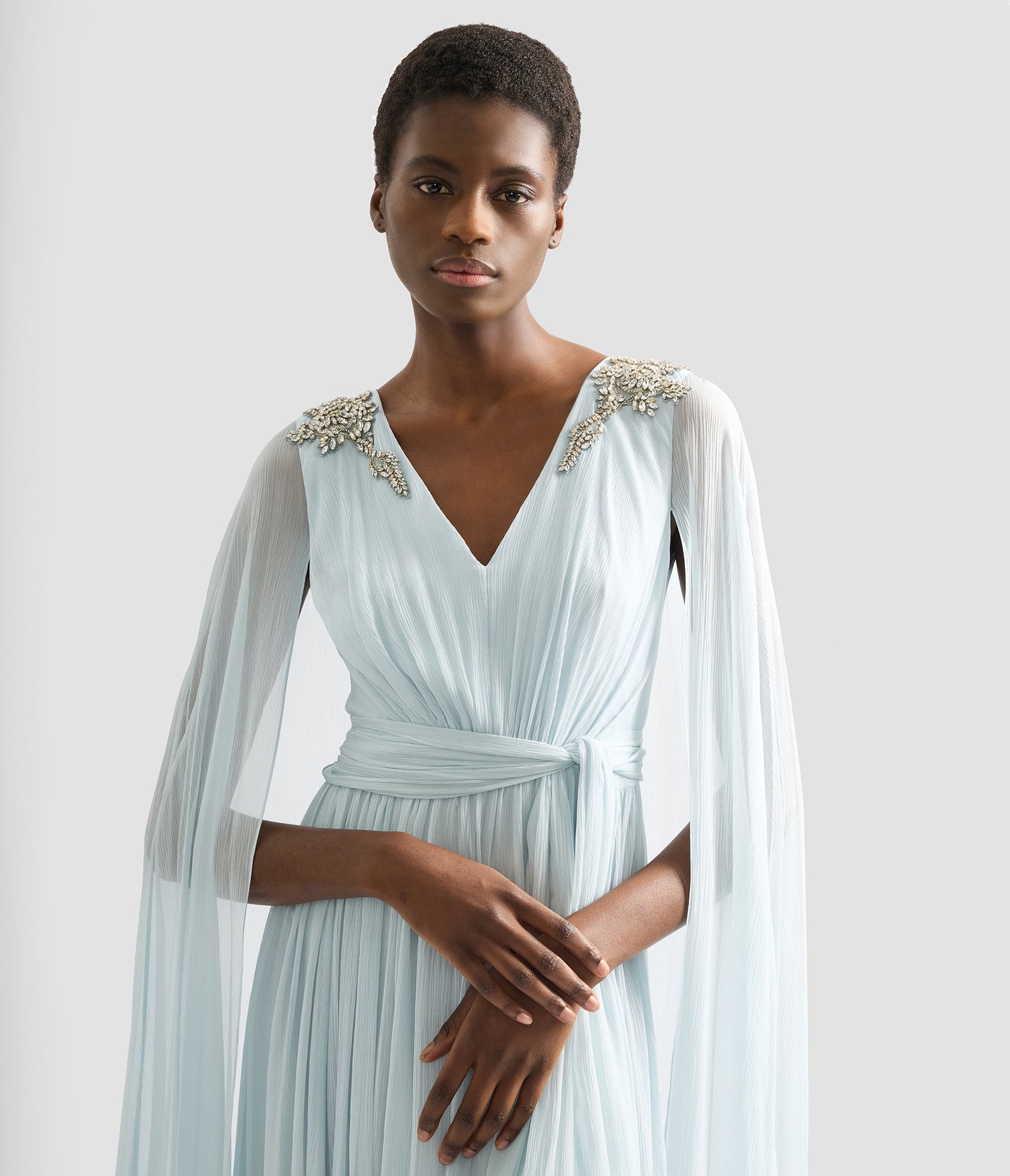 Embellished Silk Creponne Gown