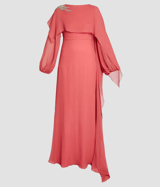 Long Sleeve Drape Gown