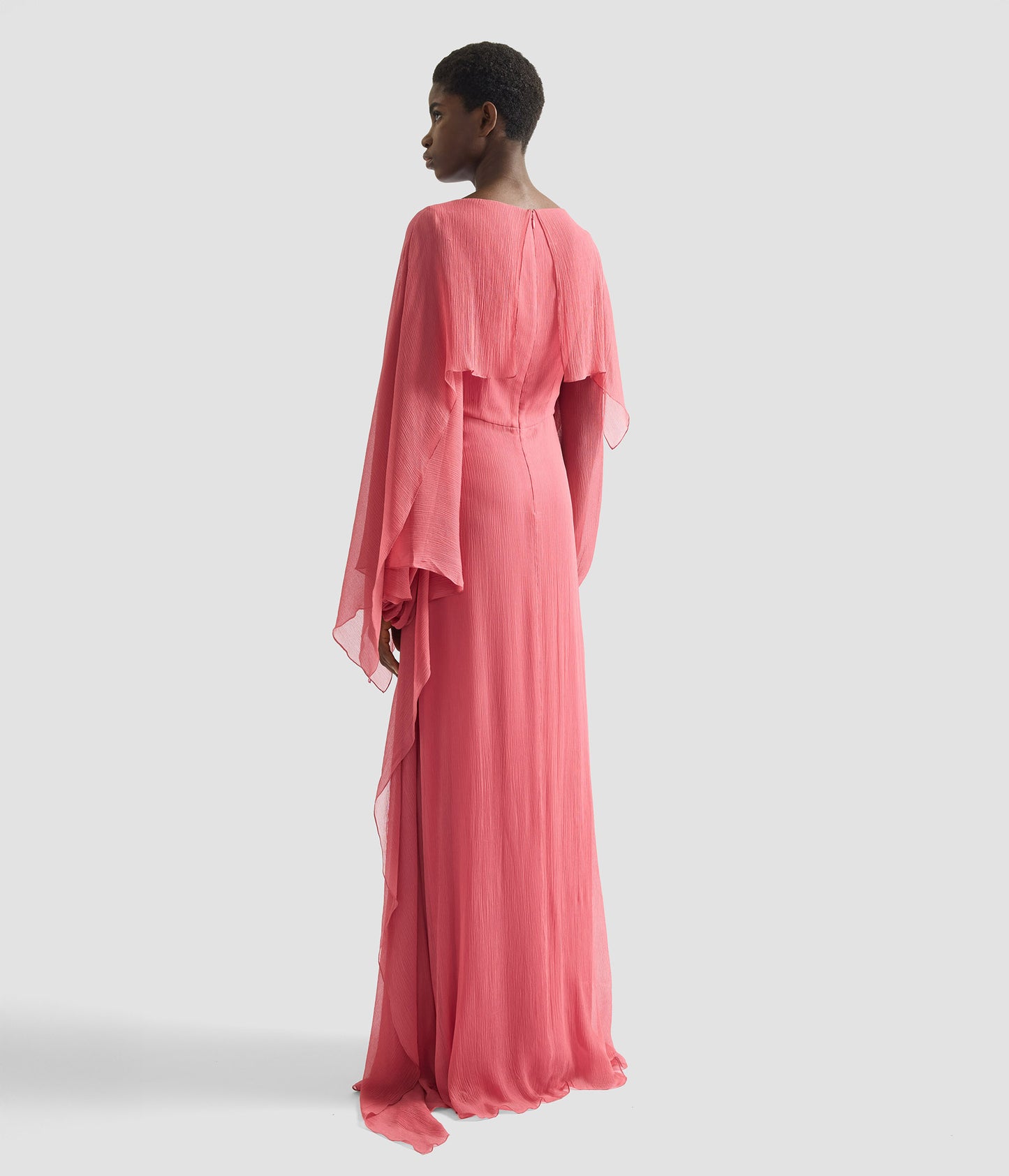 Embellished Silk Creponne Long Sleeve Gown