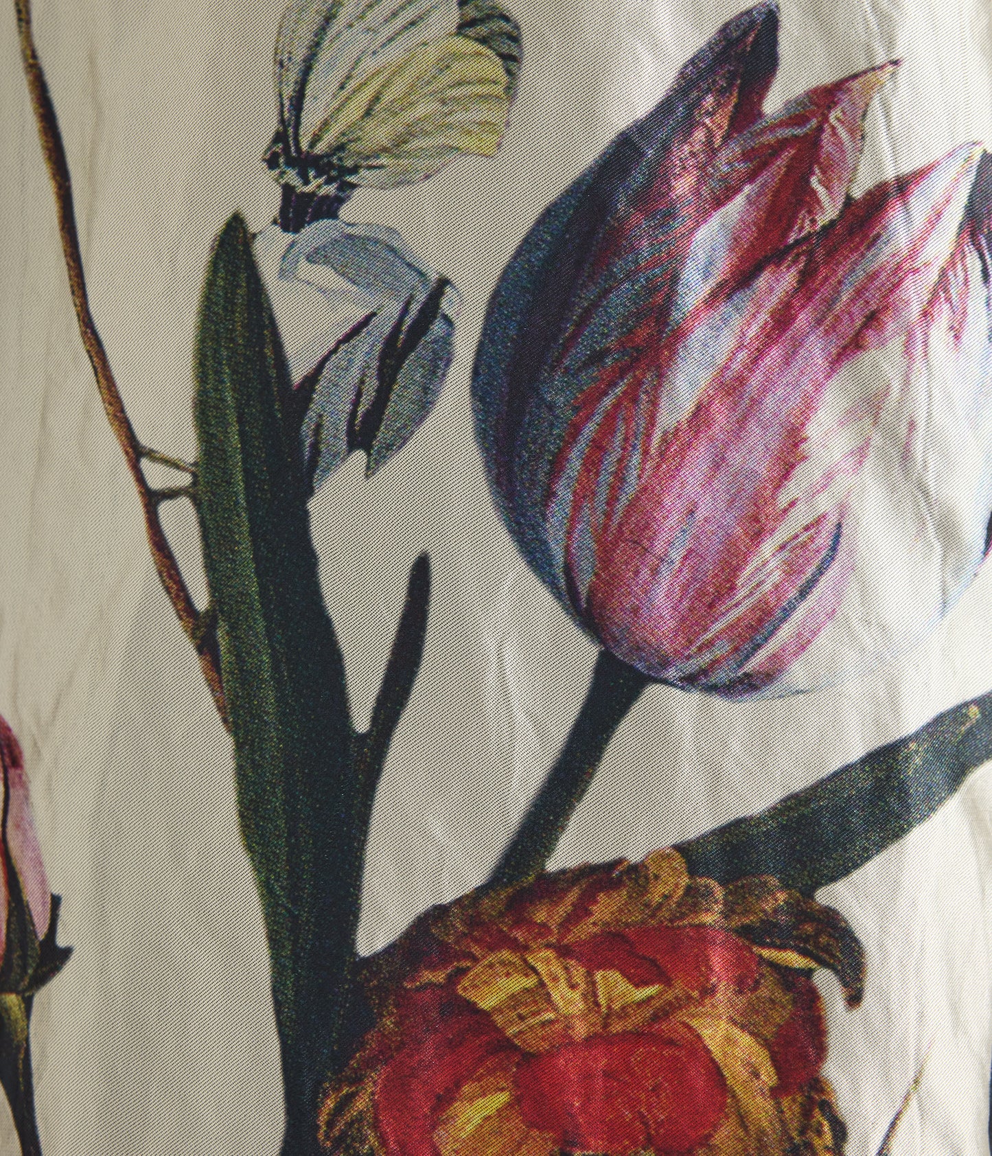 Floral Print Textured Satin Off-The-Shoulder Gown