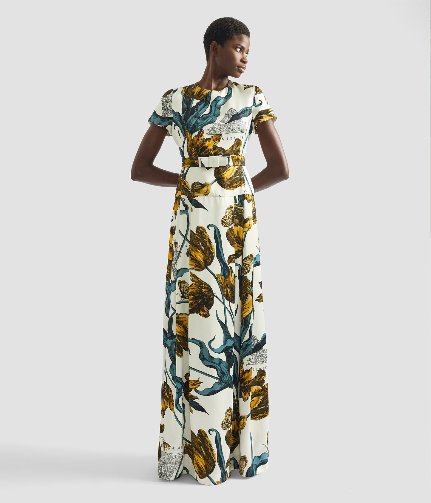 Floral Print Duchess Gown