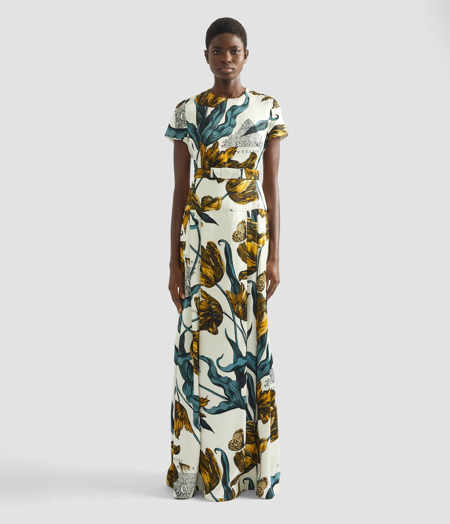 Floral Print Duchess Gown