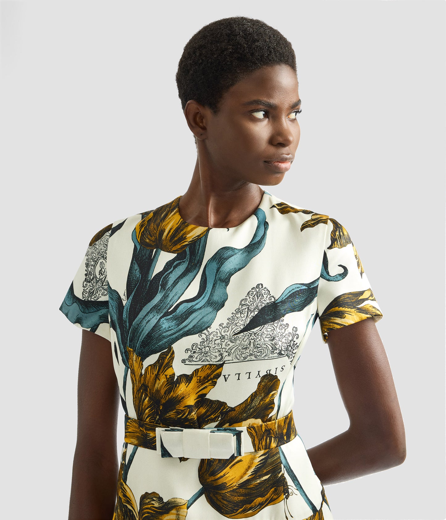 Floral Print Duchess Gown