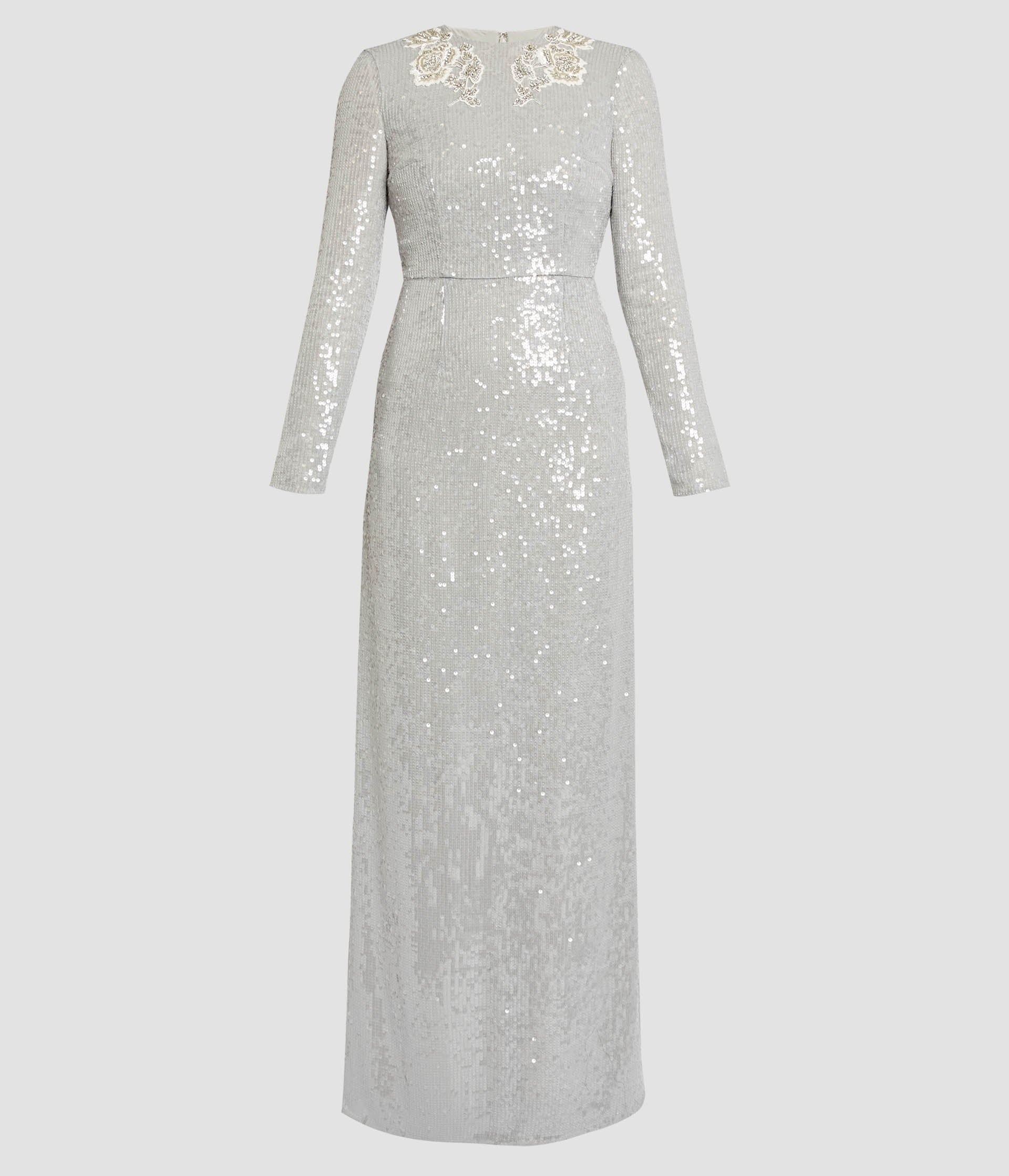 Embellished Sequins Long Sleeve Gown