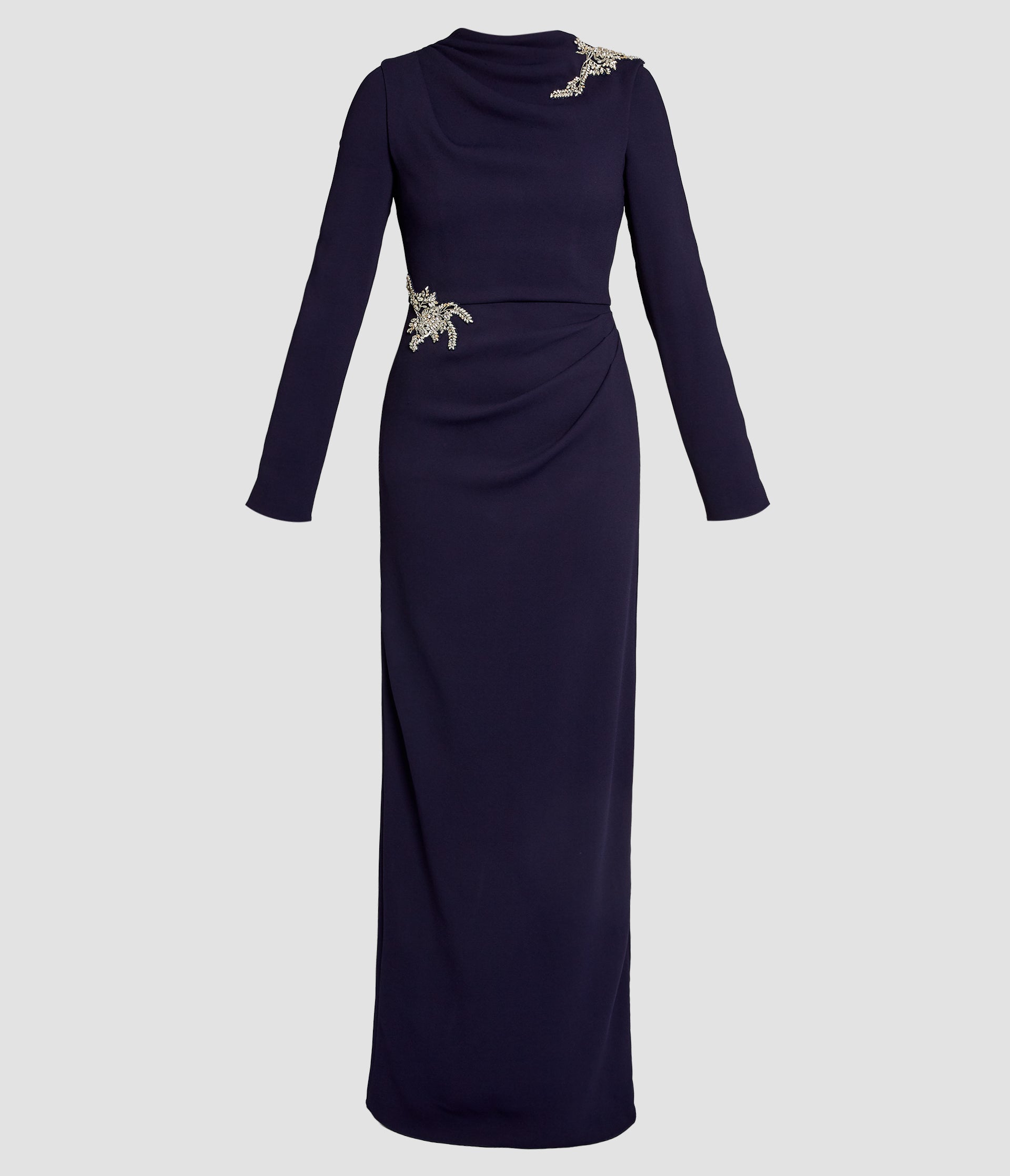 Embellished Sable Long Sleeve Gown