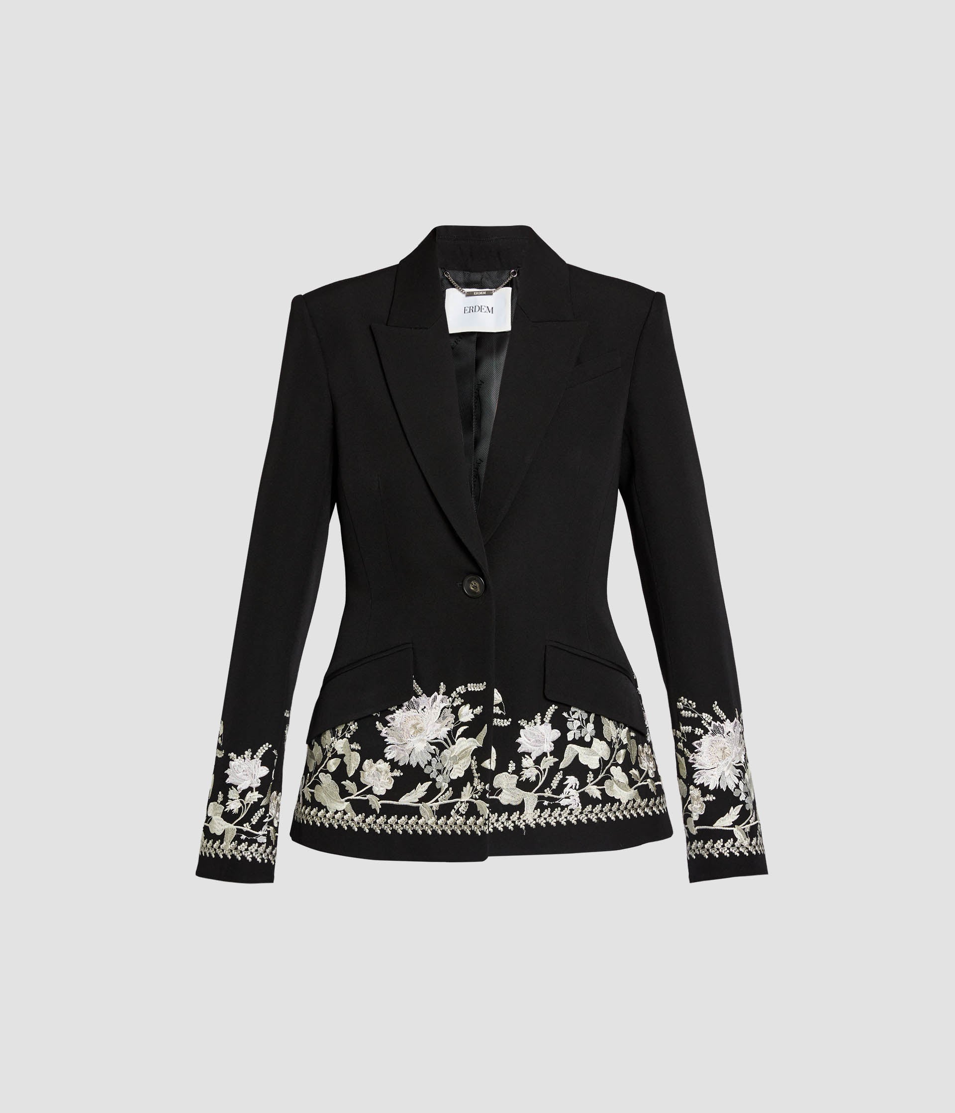Embroidered Grain De Poudre Fitted Blazer