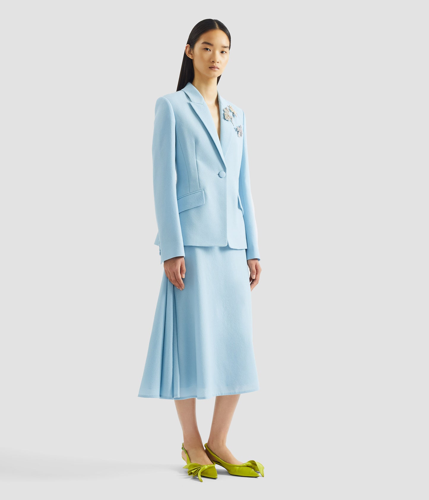 Draped Crepe Midi Skirt