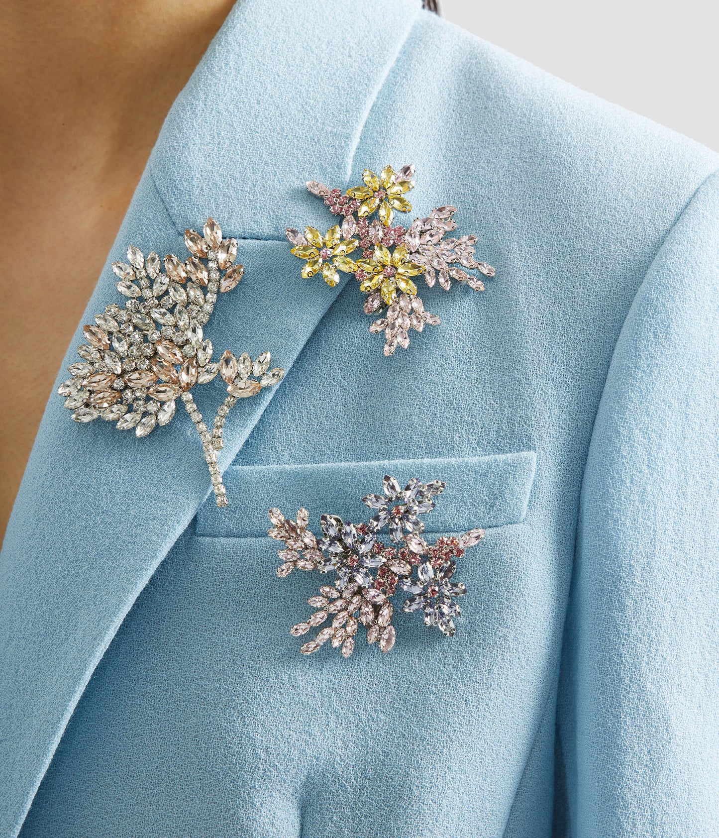 Embellished Crepe Single Breasted Fitted Blazer