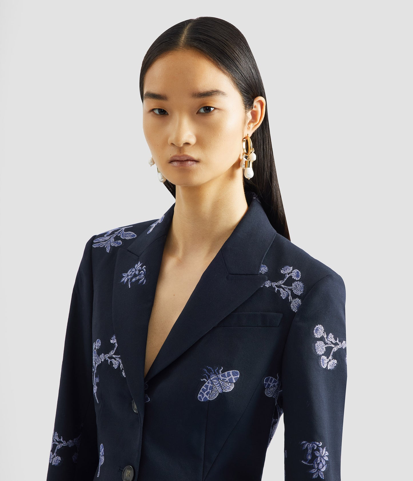 Jacquard Single Breasted Fitted Blazer