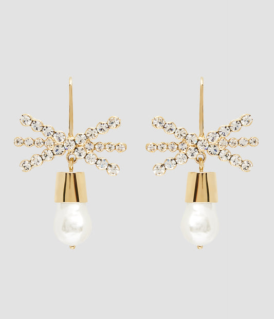 Pearl And Crystal Bow Earring