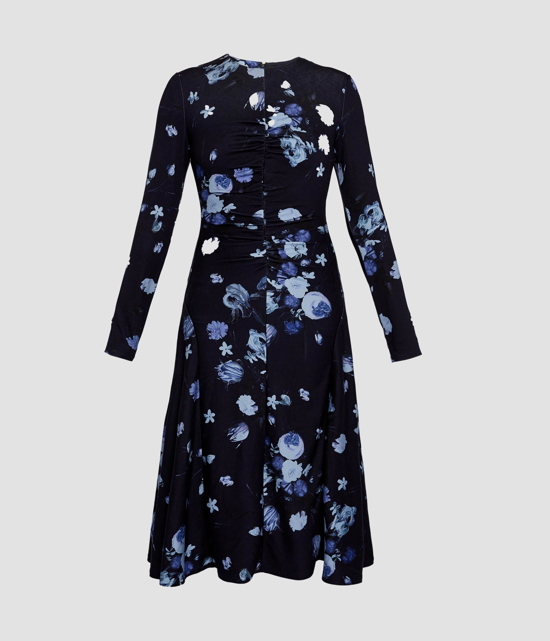 Floral Print Ponte Jersey Long Sleeve Midi Dress
