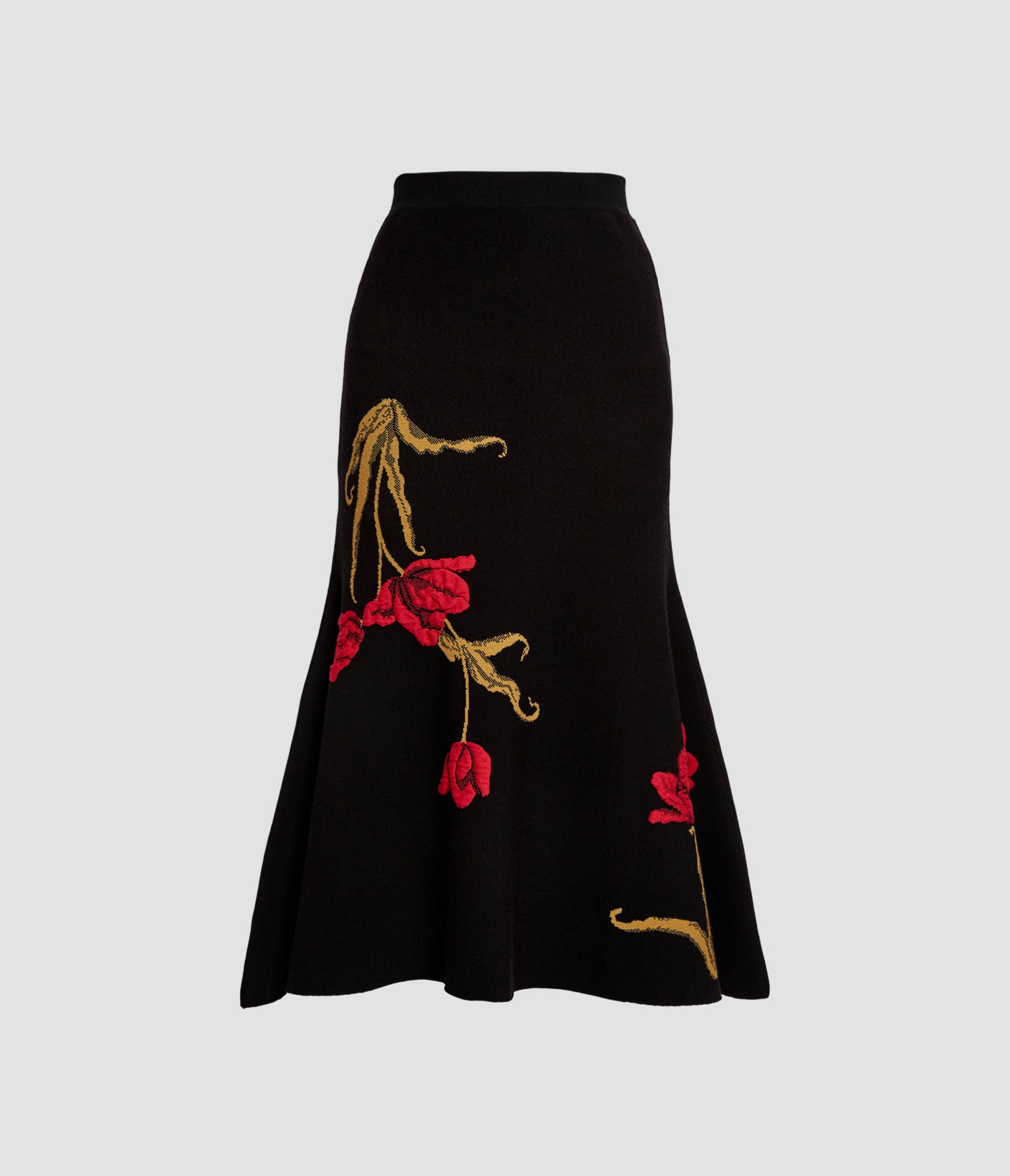 Floral Jacquard A Line Knit Skirt