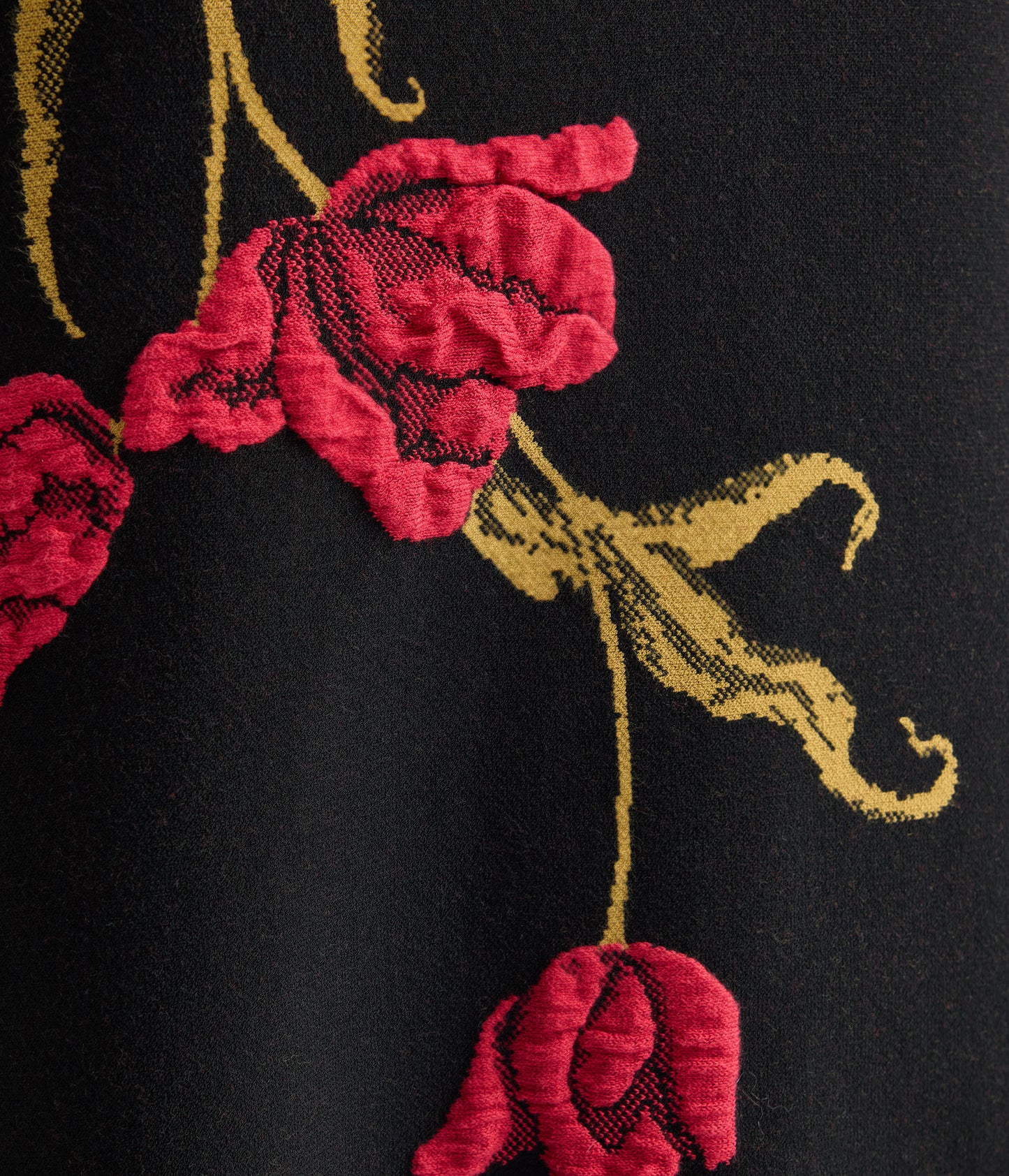 Floral Jacquard A Line Knit Skirt