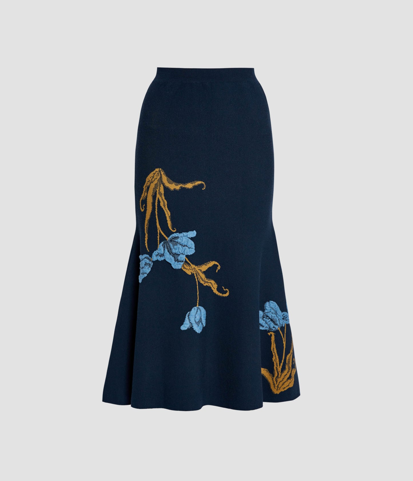 Floral Jacquard A Line Knit Skirt