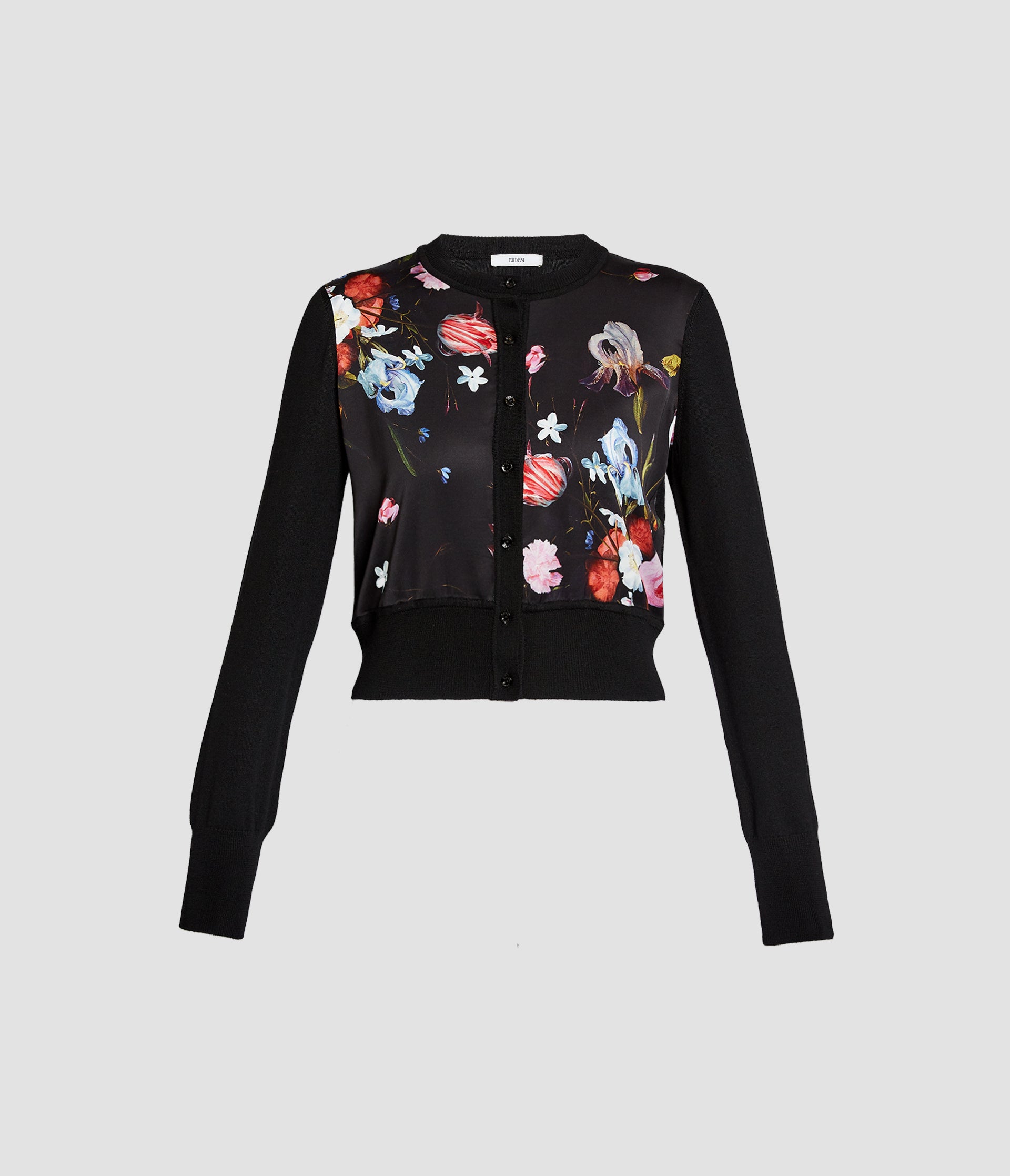 Floral Print Panel Cropped Cardigan